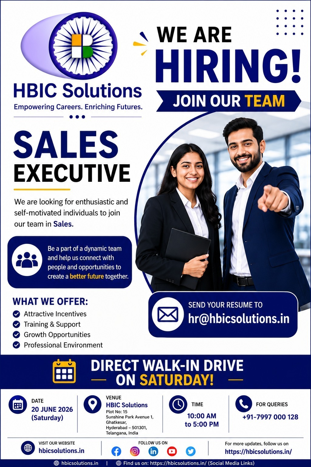 HBIC Solutions is hiring a Sales Executive